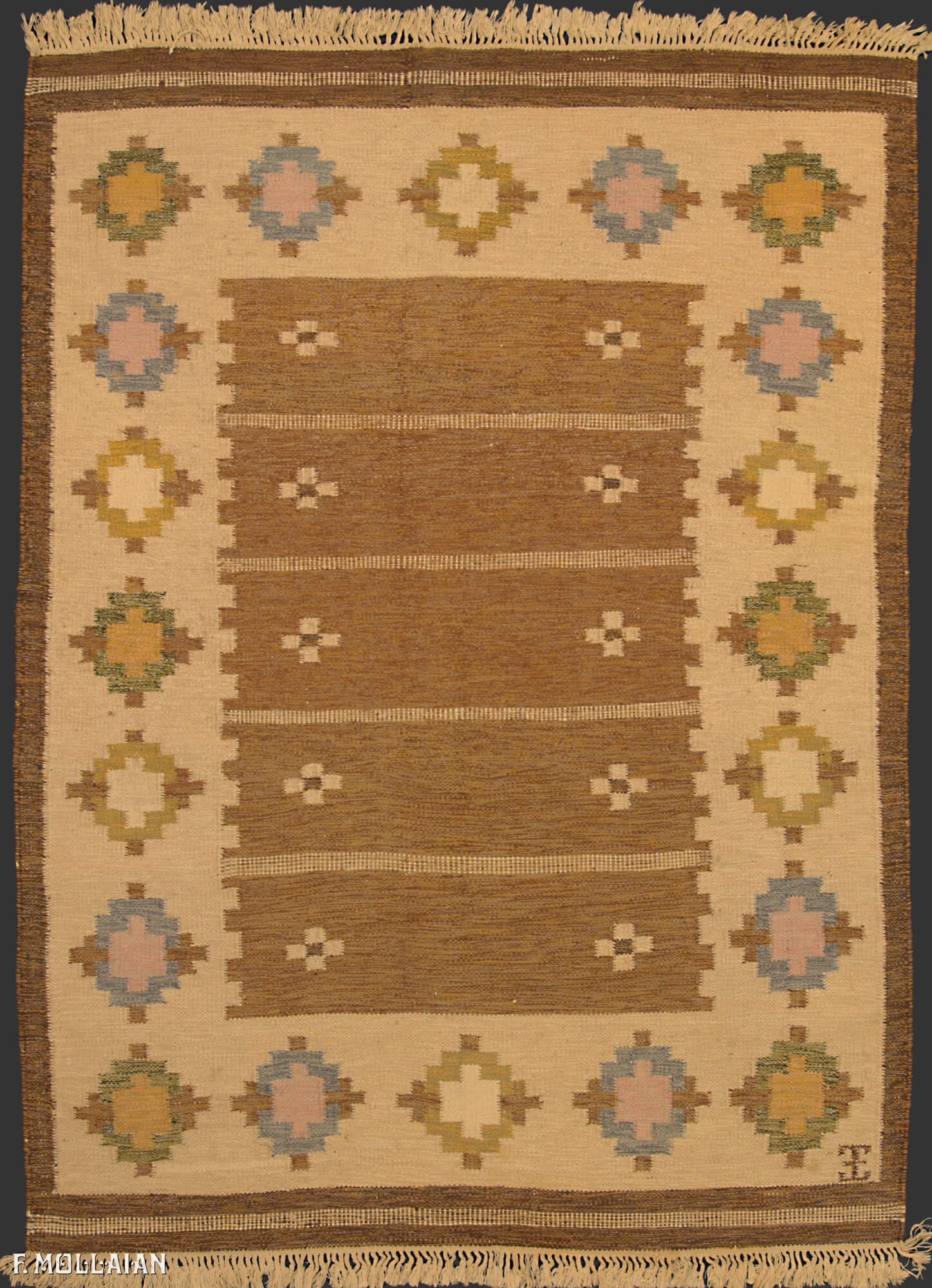 Semi-Antique Swedish Kilim n°:65345071